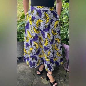 Floral African Print Patterned Skirt